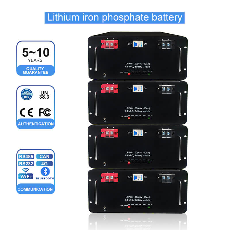 Batería de iones de litio montada en estante del ciclo de la batería de almacenamiento Lifepo4 48v 200ah 6000